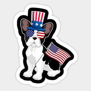 French Bulldogs Uncle Sam Hat Sunglasses Usa Flag 4th Of July Sticker